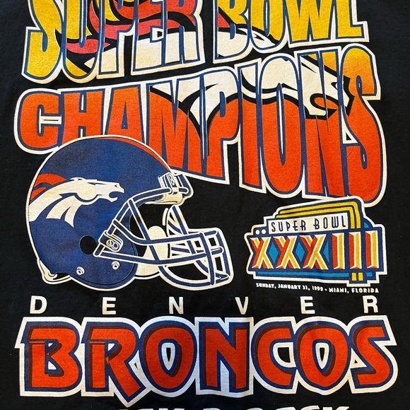 Vintage 1999 True Fan Denver Broncos “Back 2 Back” Super Bowl Champions T-Shirt - Picture 3 of 5